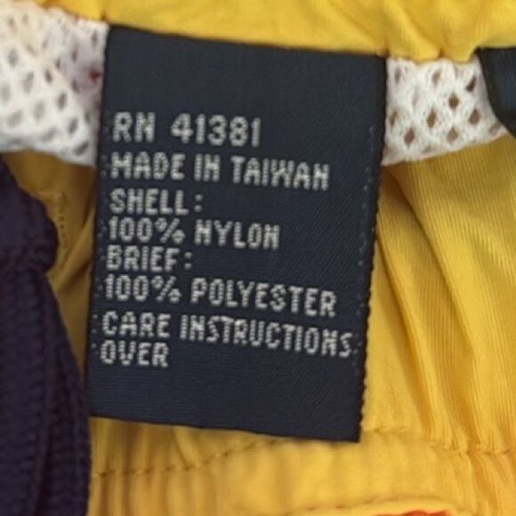 Polo Ralph Lauren Navy Orange Yellow Drawstring Waist Swim Board Shorts - Picture 13 of 14